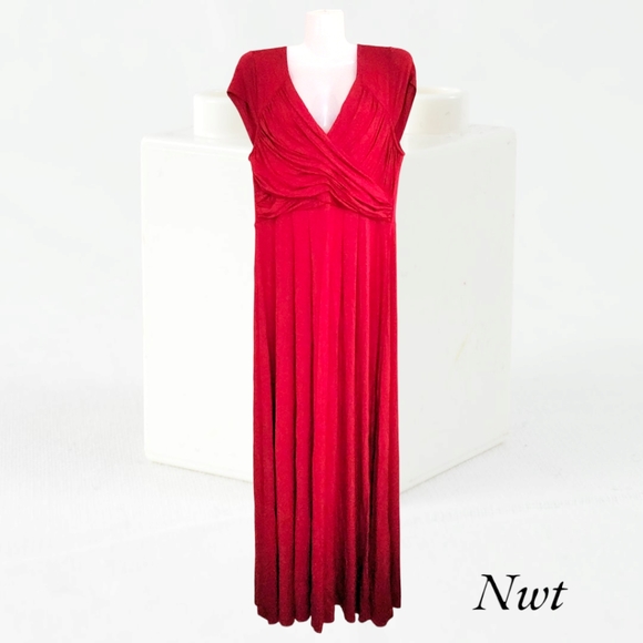 NWT!! Blue Illusion Designer Rouge Viscose Blend Women's Cap Sleeve Maxi Dress!! - Picture 4 of 11